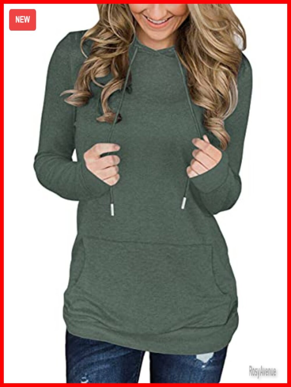 Women's Long Sleeve Hoodie Pullover Sweatshirt with Kangaroo Pocket
